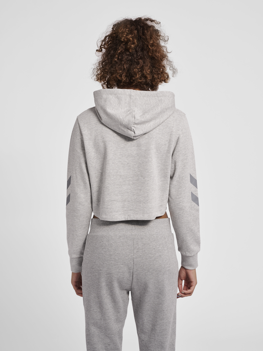 hmlLEGACY WOMAN CROPPED HOODIE, GREY MELANGE, model