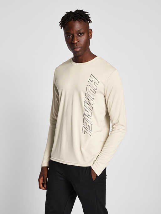 hmlTE TOPAZ T-SHIRT L/S, CHATEAU GRAY, model