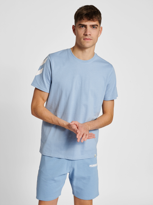 hmlLEGACY CHEVRON T-SHIRT, ASHLEY BLUE, model