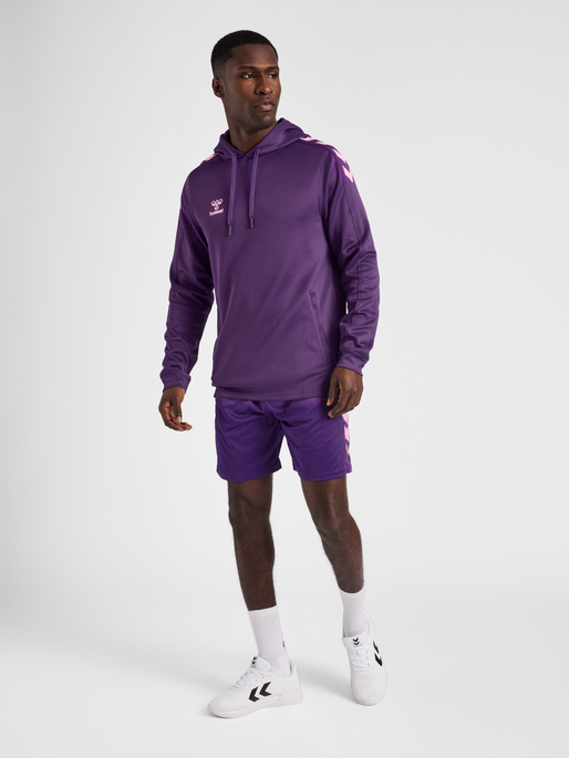 hmlCORE XK POLY SWEAT HOODIE, ACAI, model