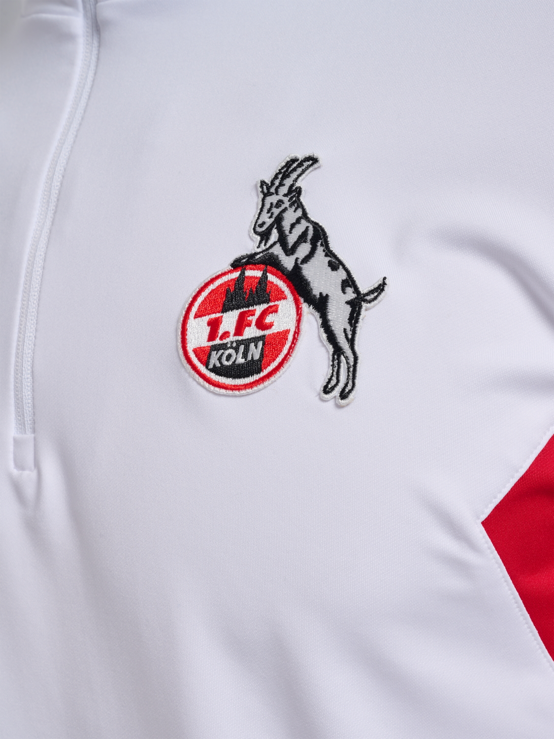 1FCK 23/24 WARM UP HALF ZIP, WHITE/TRUE RED, packshot