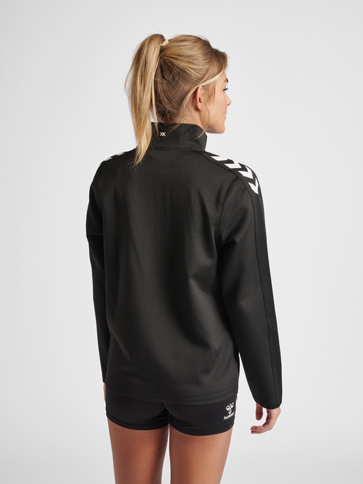 hmlCORE XK POLY ZIP SWEAT WOMAN, BLACK/BLACK, model