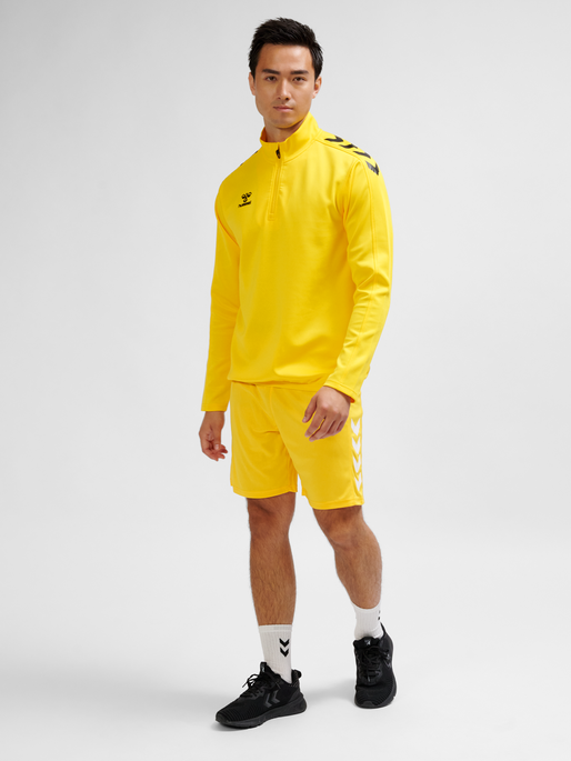 hmlCORE XK HALF ZIP POLY SWEAT, SPORTS YELLOW, model