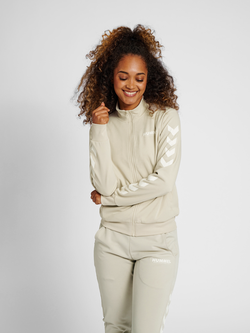 hmlLEGACY POLY WOMAN ZIP JACKET, PUMICE STONE, model