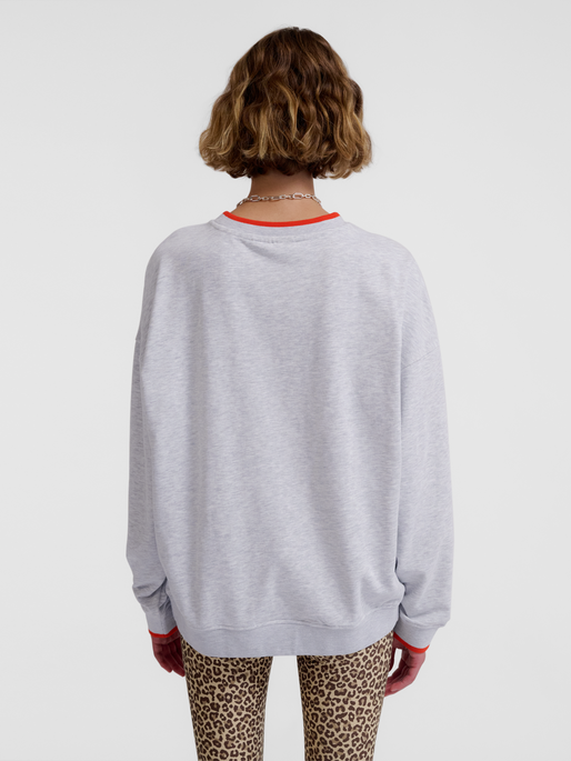hmlFAST OVERSIZED CREW, LIGHT GREY MELANGE, model