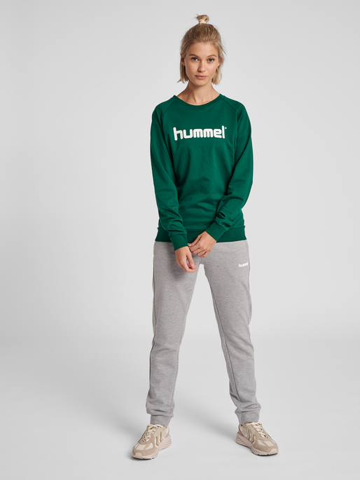 HMLGO COTTON LOGO SWEATSHIRT WOMAN, EVERGREEN, model