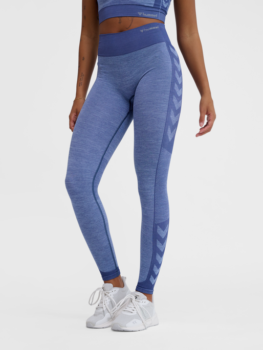 hmlMT SHINE SEAMLESS MW TIGHTS, BLUE INDIGO MELANGE, model