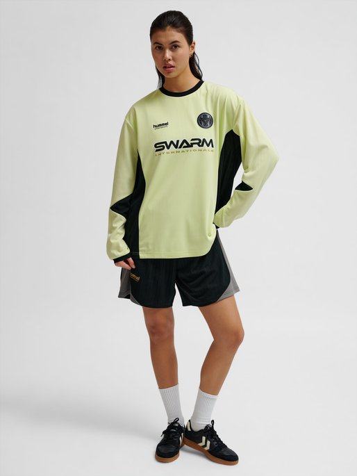 hmlLOOSE FB JERSEY L/S TOPSCORER, SHADOW LIME, model