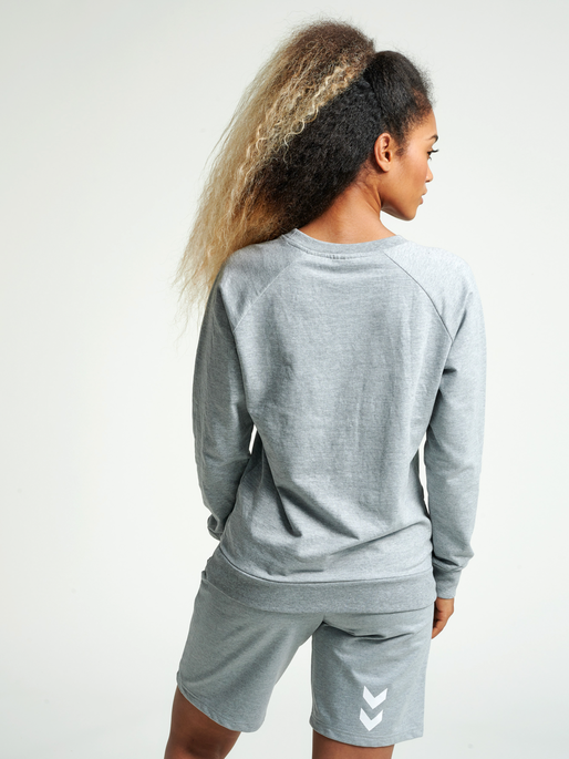 HMLGO COTTON LOGO SWEATSHIRT WOMAN, GREY MELANGE, model