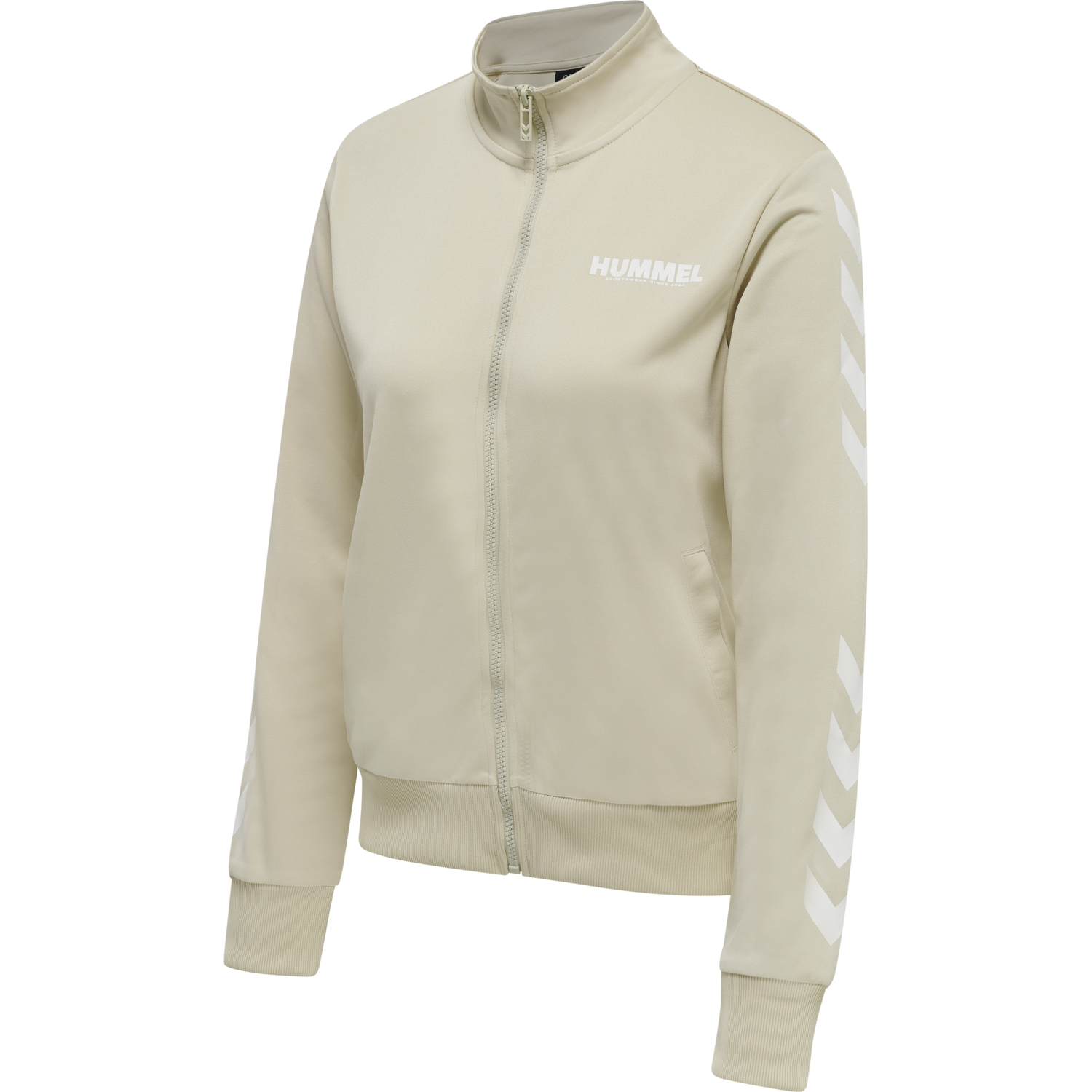 hmlLEGACY POLY WOMAN ZIP JACKET, PUMICE STONE, packshot