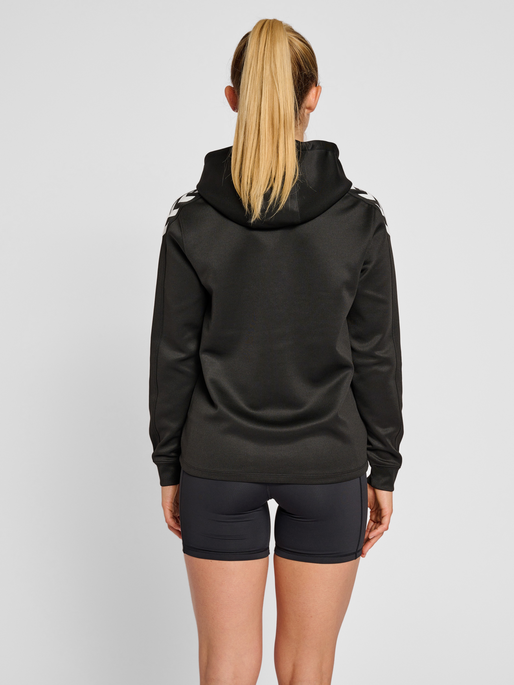 hmlCORE XK POLY ZIP HOOD SWEAT WOMA, BLACK/BLACK, model