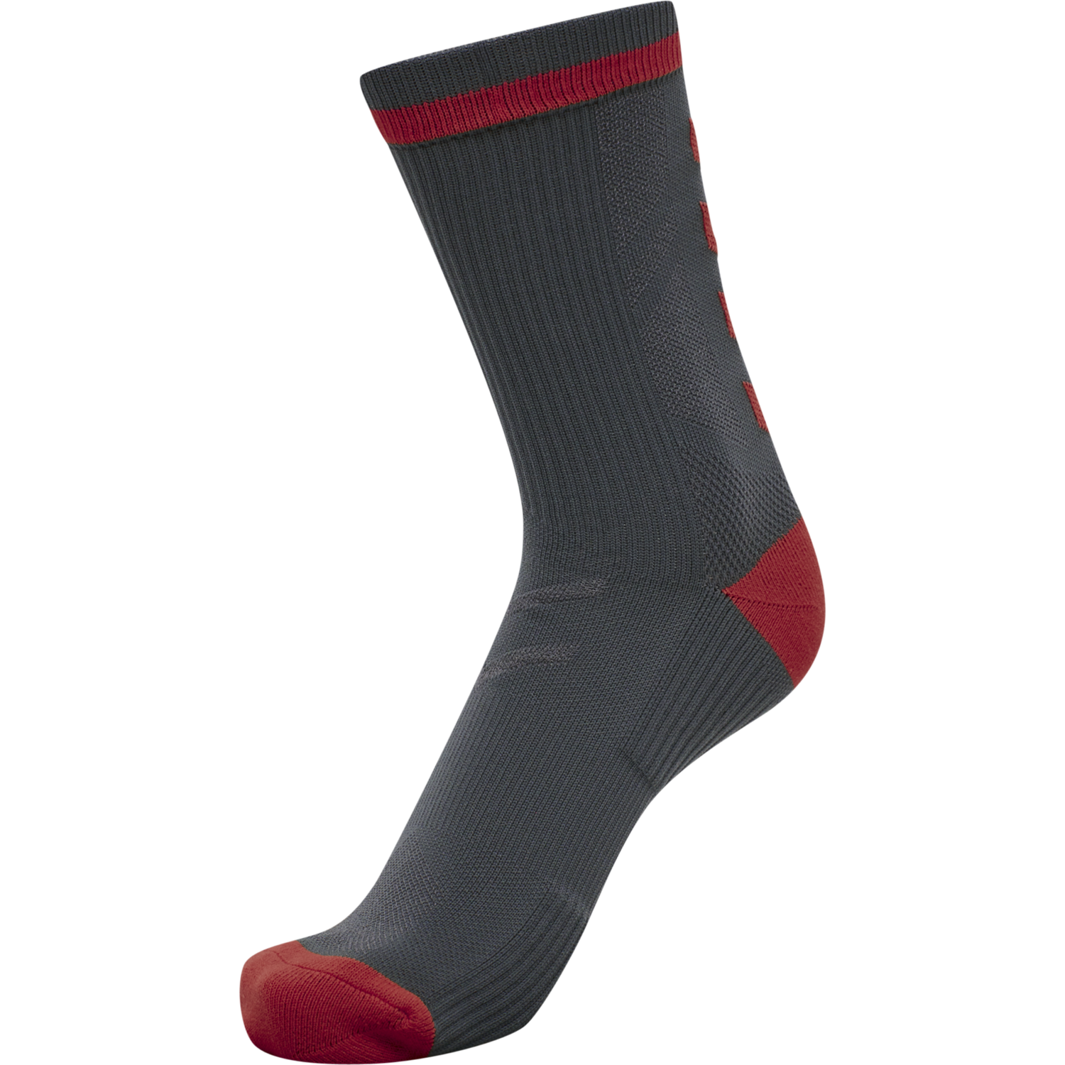 ELITE INDOOR SOCK LOW PA, EBONY/FLAME SCARLET, packshot