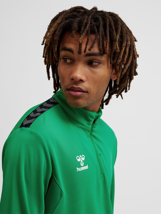 hmlAUTHENTIC HALF ZIP SWEAT, JELLY BEAN, model