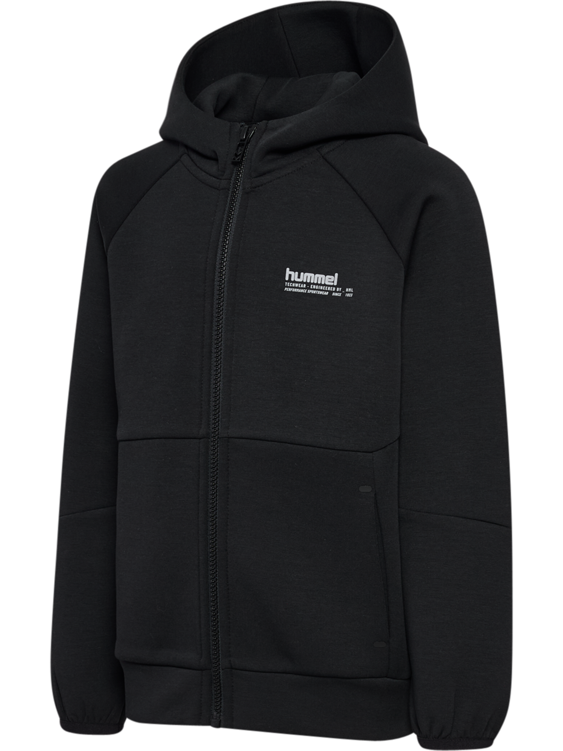 hmlJR TECH FLEECE ZIP HOODIE, BLACK, packshot