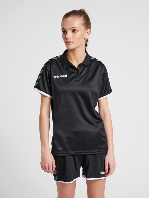 hmlAUTHENTIC WOMAN FUNCTIONAL POLO, BLACK/WHITE, model