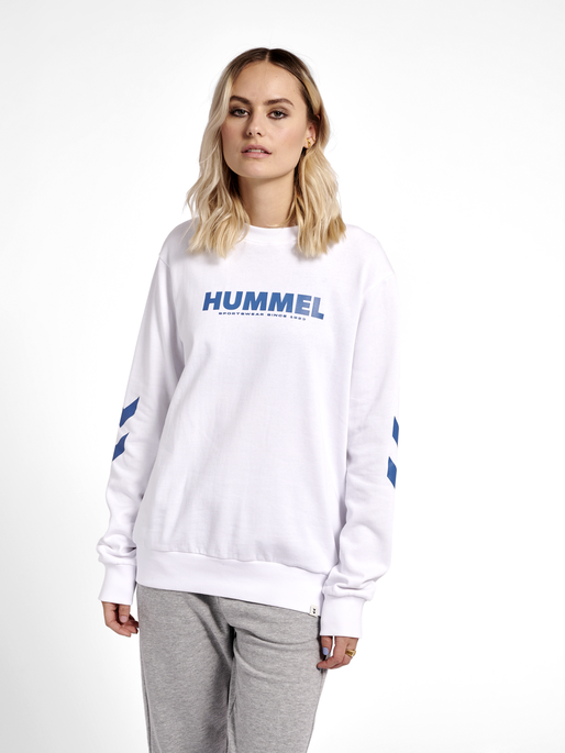 hmlLEGACY SWEATSHIRT, WHITE/DEEP WATER, model