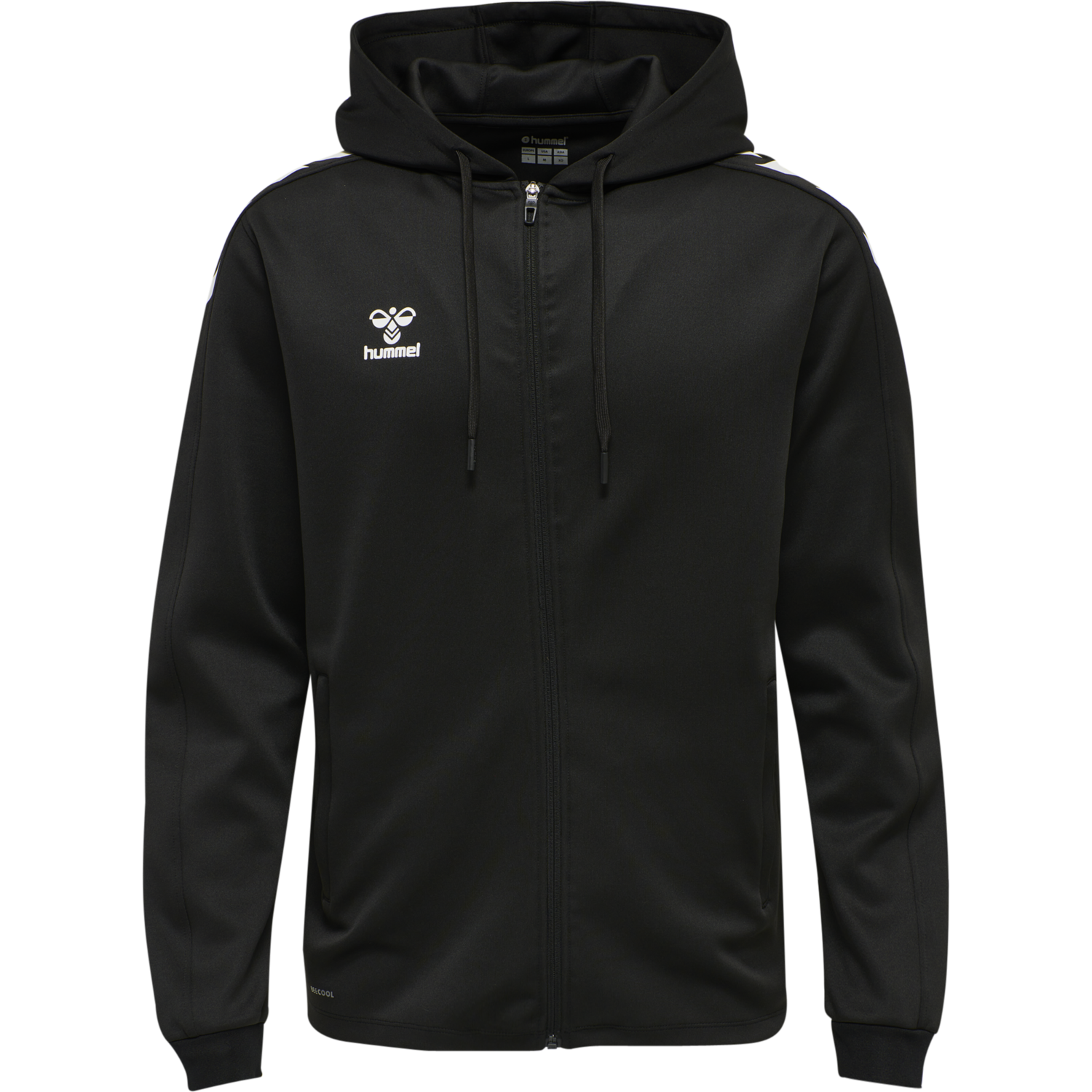 hmlCORE XK POLY ZIP HOOD SWEAT, BLACK/BLACK, packshot