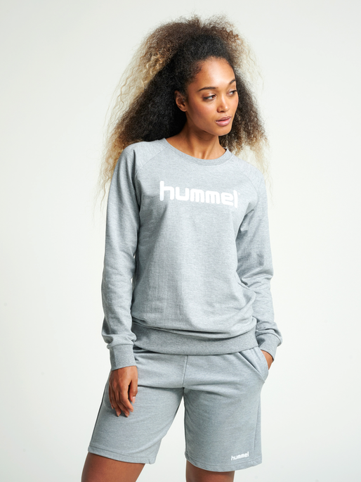 HMLGO COTTON LOGO SWEATSHIRT WOMAN, GREY MELANGE, model