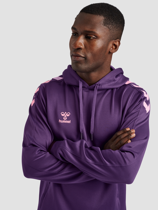 hmlCORE XK POLY SWEAT HOODIE, ACAI, model