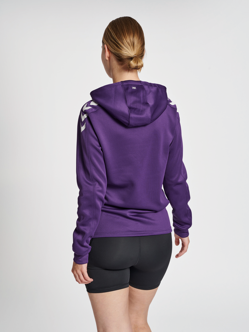 hmlCORE XK POLY SWEAT HOODIE WOMAN, ACAI/WHITE, model
