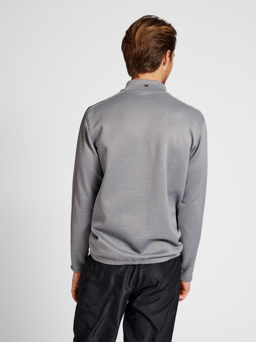 hmlCORE XK HALF ZIP POLY SWEAT, GREY MELANGE, model