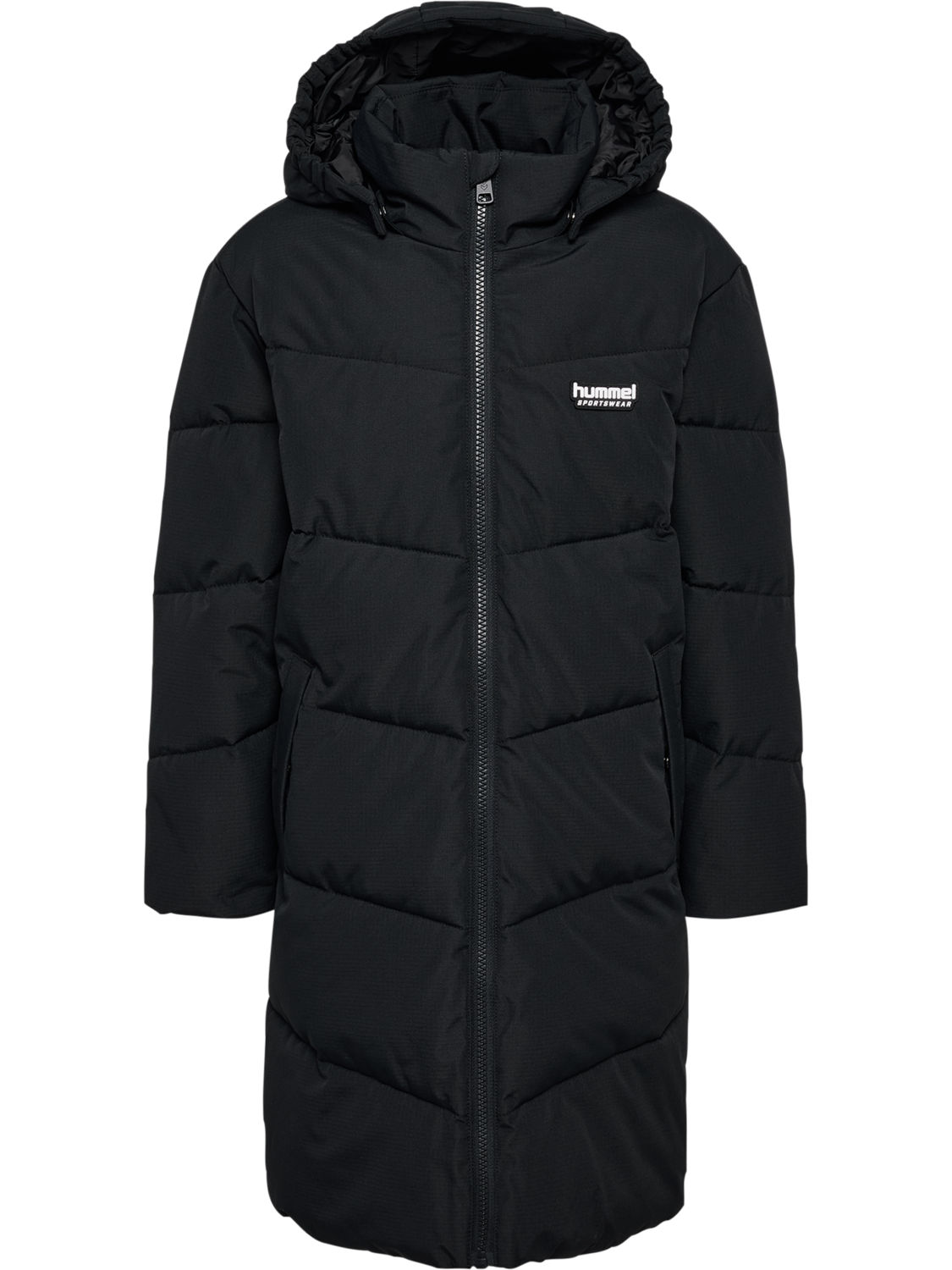 hmlJR PUFFER LONG JACKET, BLACK, packshot