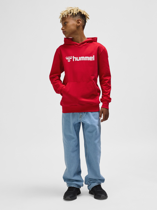 hmlGO 2.0 LOGO HOODIE KIDS, TRUE RED, model