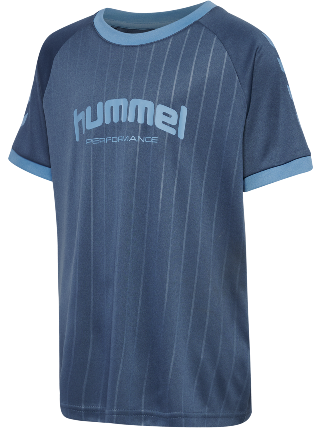hmlJR GOAL STRIPE T-SHIRT S/S, BERING SEA, packshot