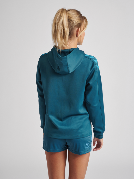 hmlCORE XK POLY SWEAT HOODIE WOMAN, BLUE CORAL, model