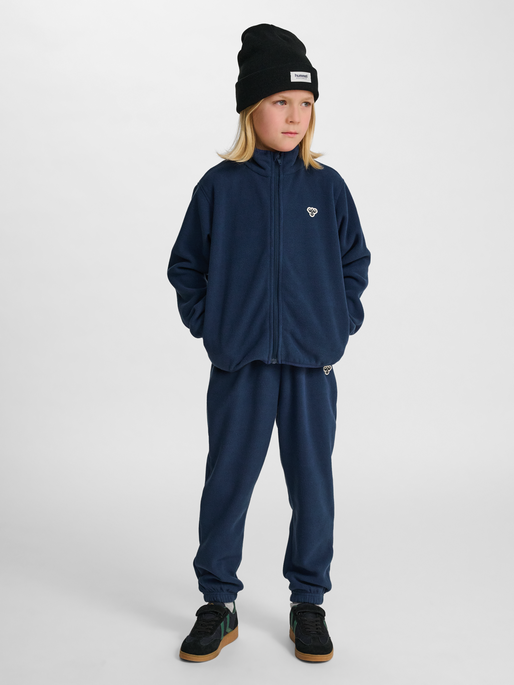 hmlJR FLEECE ZIP JACKET BEE, DRESS BLUES, model
