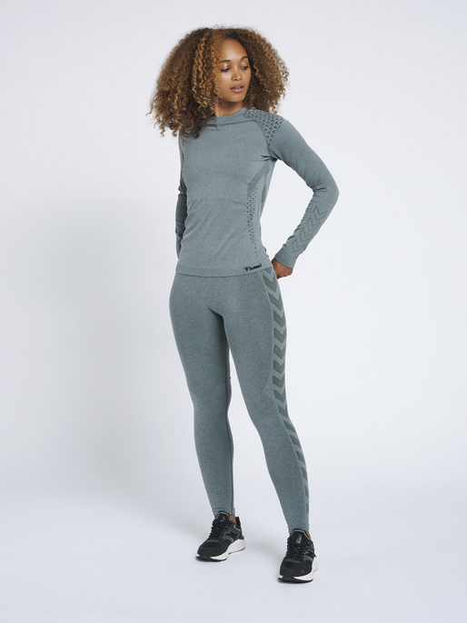 hmlCI SEAMLESS MID WAIST TIGHTS, DARKEST SPRUCE MELANGE, model