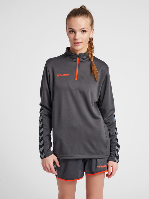 hmlAUTHENTIC HALF ZIP SWEATSHIRT WO, ASPHALT, model