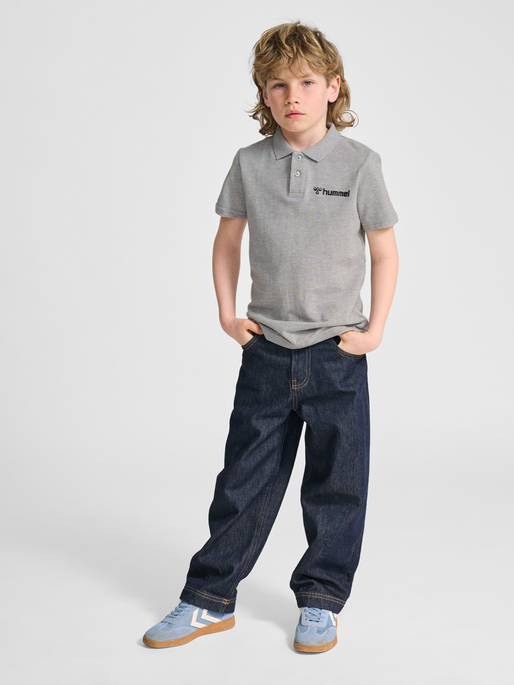 hmlMOVER COTTON POLO KIDS, GREY MELANGE, model
