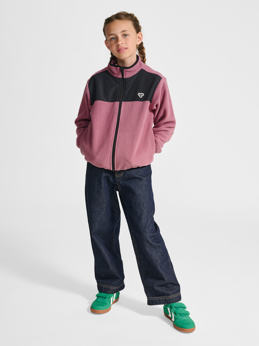 hmlJR FLEECE ZIP JACKET, DUSKY ORCHID, model